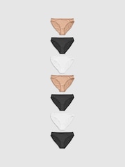 Black/White/Nude High Leg Microfibre Knickers 7 Pack - Image 1 of 9