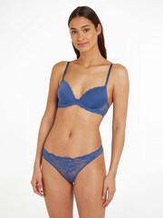 Calvin Klein Blue Seductive Comfort Lace Trim Bra - Image 1 of 6