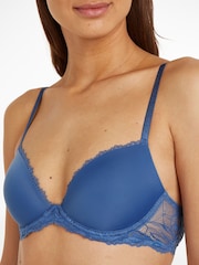 Calvin Klein Blue Seductive Comfort Lace Trim Bra - Image 3 of 6