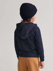 GANT Blue Shield Logo Full Zip 100% Cotton Hoodie - Image 2 of 9