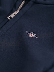 GANT Blue Shield Logo Full Zip 100% Cotton Hoodie - Image 9 of 9