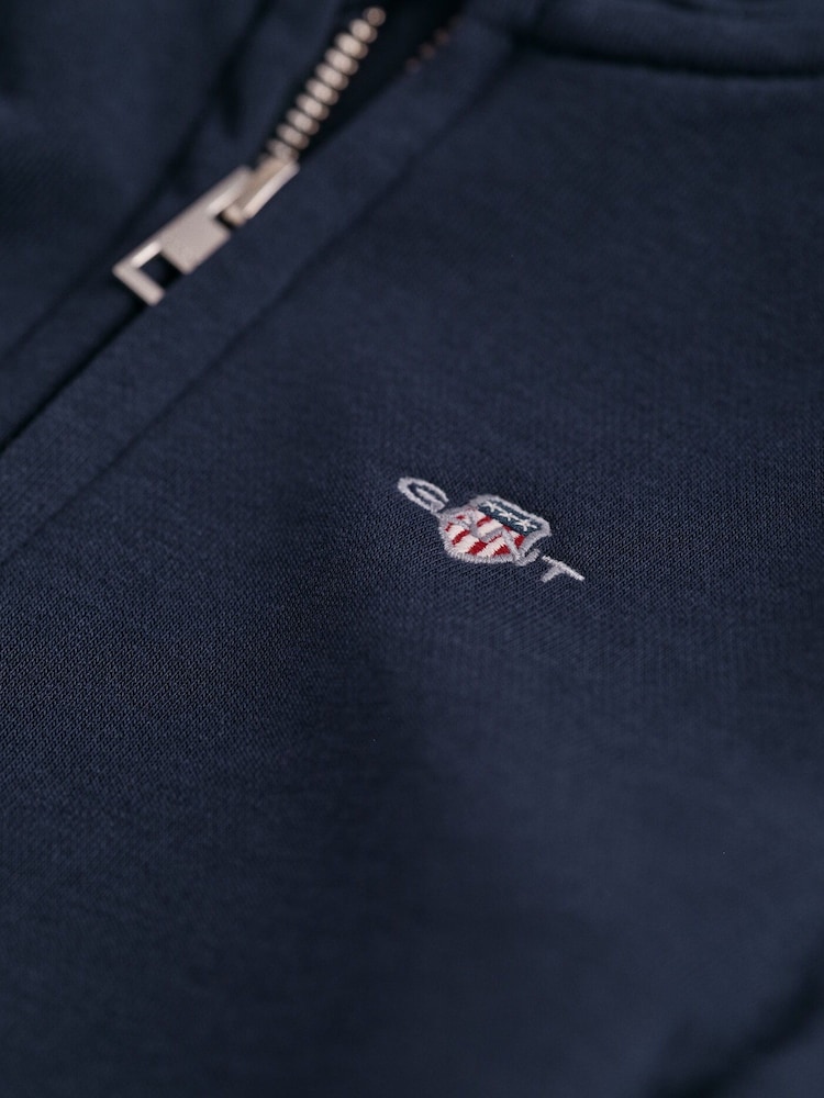GANT Blue Shield Logo Full Zip 100% Cotton Hoodie - Image 9 of 9