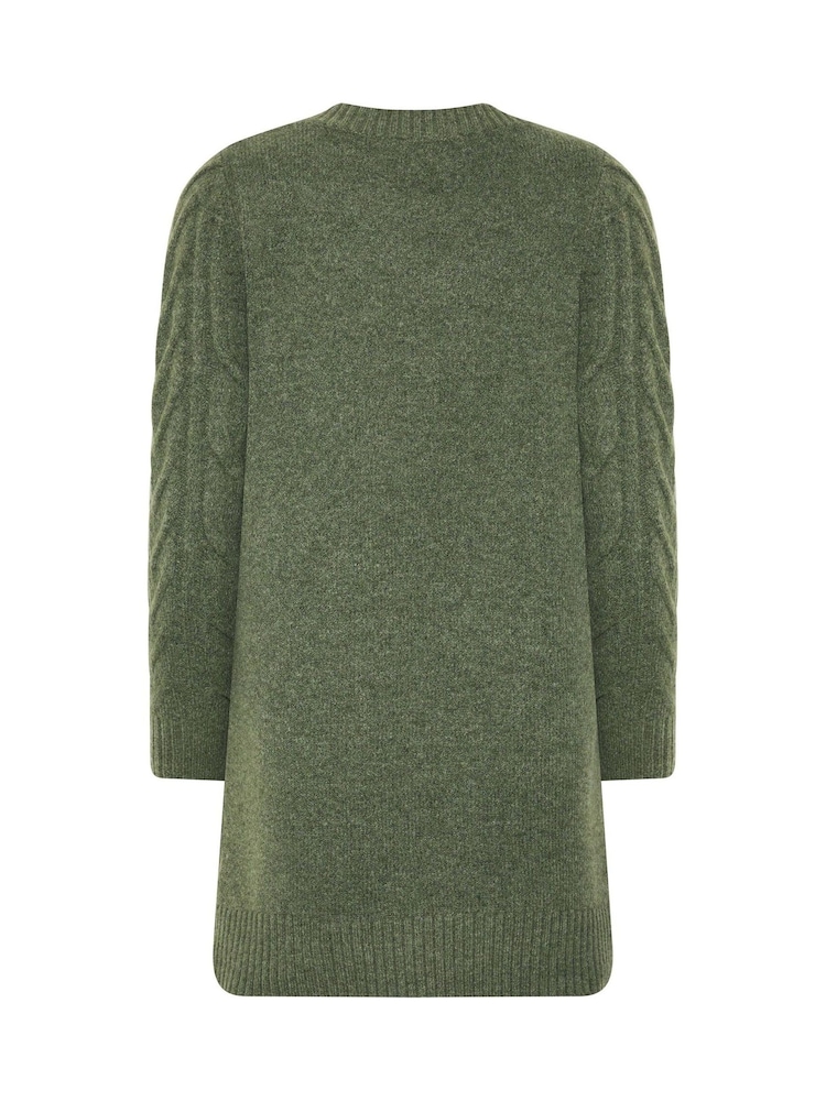 M&Co Green Petite V-Neck Cable Knit Tunic Jumper - Image 6 of 6 M&Co Green Petite V-Neck Cable Knit Tunic Jumper - Image 6 of 6