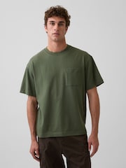 Verde kaki - Tricou cu mânecă scurtă Gap Oversized Boxy Pocket - Imaginea 1 din 4
