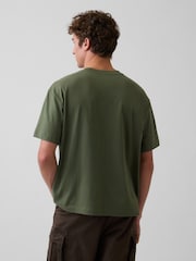 Verde kaki - Tricou cu mânecă scurtă Gap Oversized Boxy Pocket - Imaginea 2 din 4