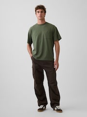 Verde kaki - Tricou cu mânecă scurtă Gap Oversized Boxy Pocket - Imaginea 3 din 4