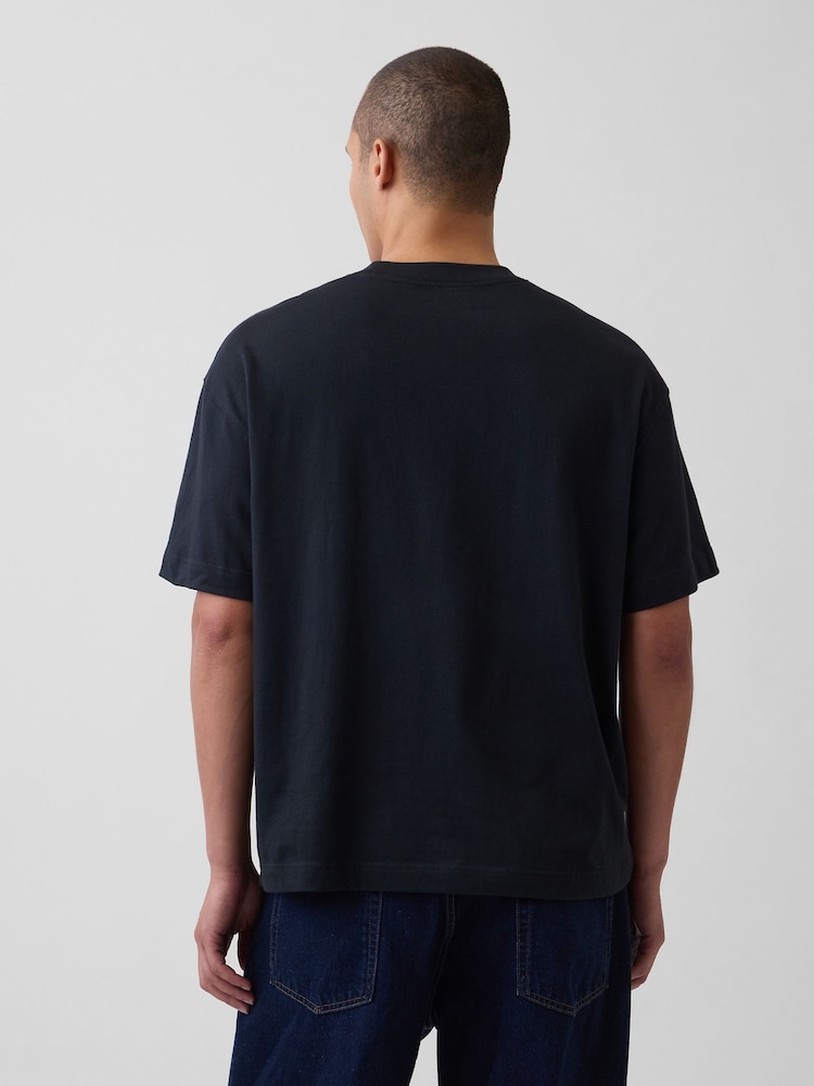 Negru - Tricou cu mânecă scurtă Gap Oversized Boxy Pocket - Imaginea 2 din 4