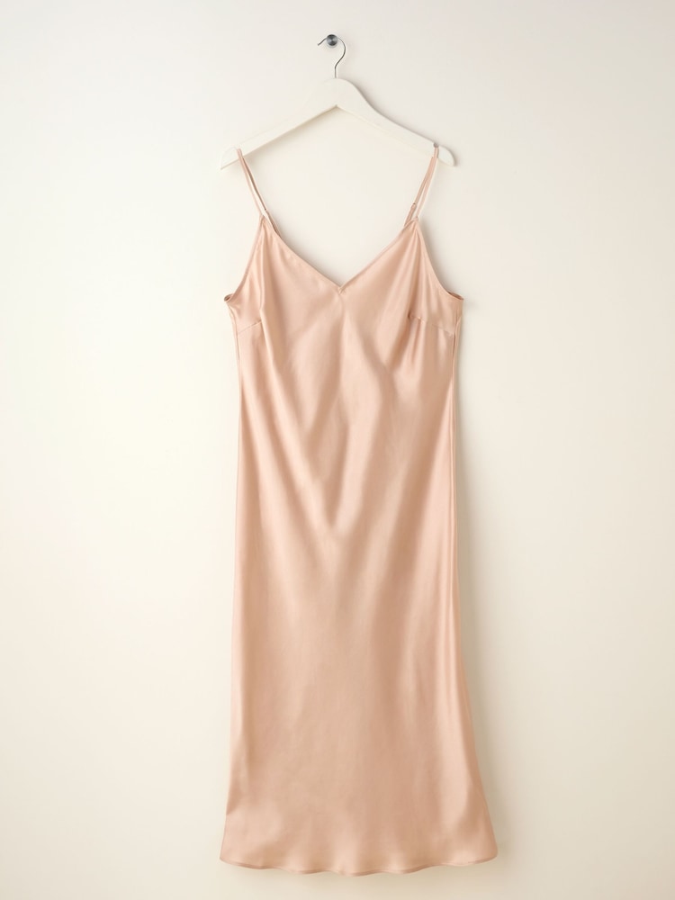 Truly Pink Blush Silk Slip Dress - Image 4 of 4