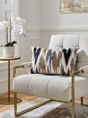 Navy Blue Zig Zag Cut Velvet 40 x 59cm Cushion - Image 1 of 5
