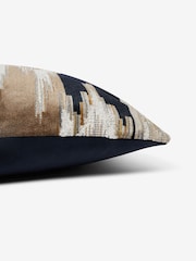 Navy Blue Zig Zag Cut Velvet 40 x 59cm Cushion - Image 2 of 5