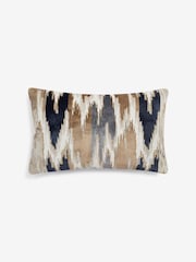 Navy Blue Zig Zag Cut Velvet 40 x 59cm Cushion - Image 3 of 5