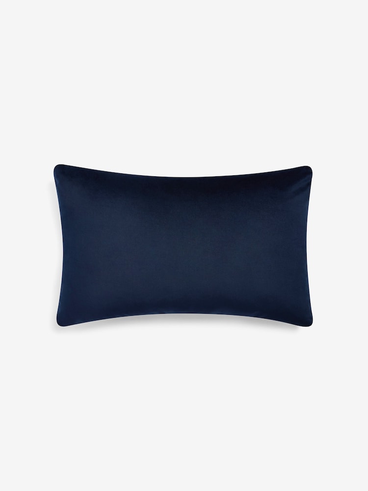 Navy Blue Zig Zag Cut Velvet 40 x 59cm Cushion - Image 5 of 5