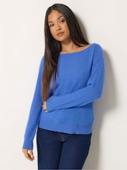 M&Co Blue Petite Boat Neck Long Sleeve Jumper - Image 1 of 6