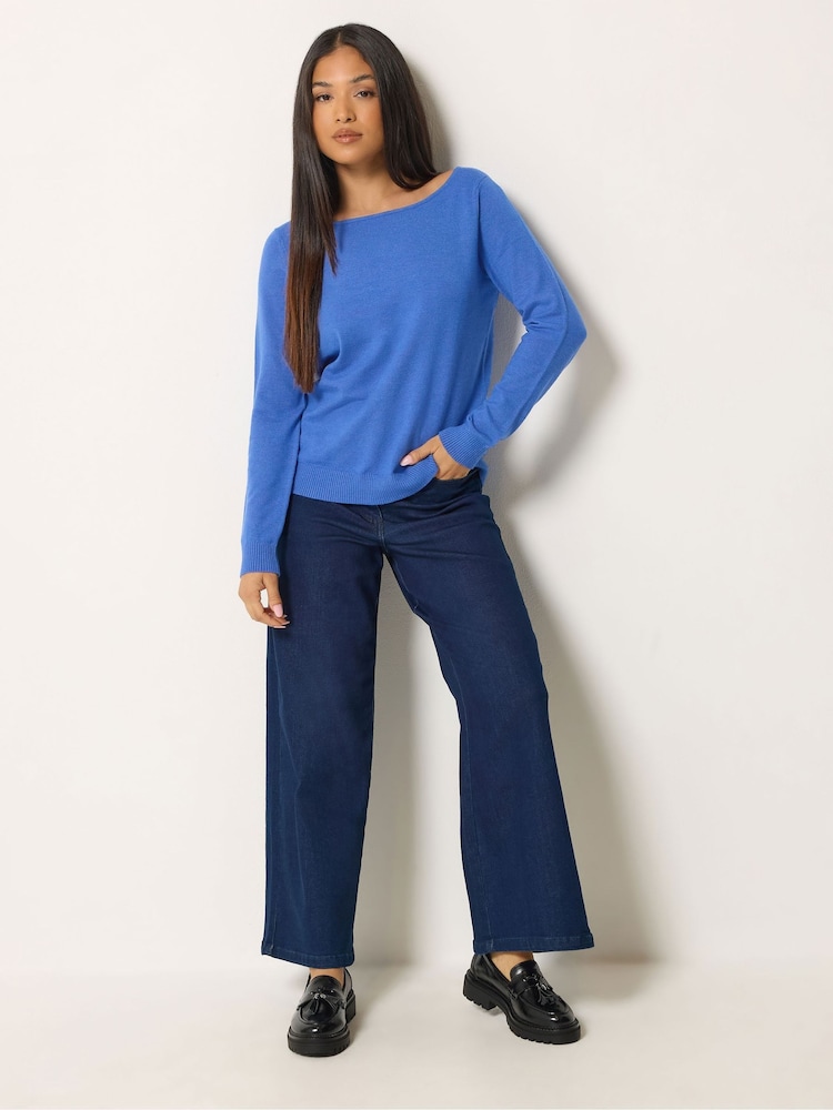 M&Co Blue Petite Boat Neck Long Sleeve Jumper - Image 2 of 6 M&Co Blue Petite Boat Neck Long Sleeve Jumper - Image 2 of 6