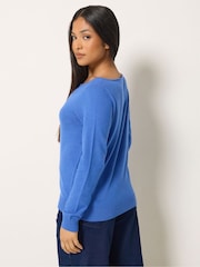 M&Co Blue Petite Boat Neck Long Sleeve Jumper - Image 3 of 6