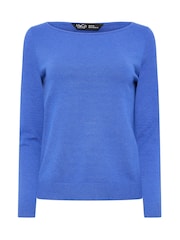 M&Co Blue Petite Boat Neck Long Sleeve Jumper - Image 5 of 6