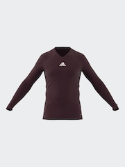 adidas Burgundy Teamwear Base Layer Long Sleeve Top - Image 1 of 3