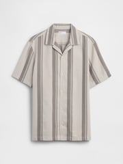 Gap Brown Stripe Textured Holiday Short Sleeve Shirt - Image 4 of 5