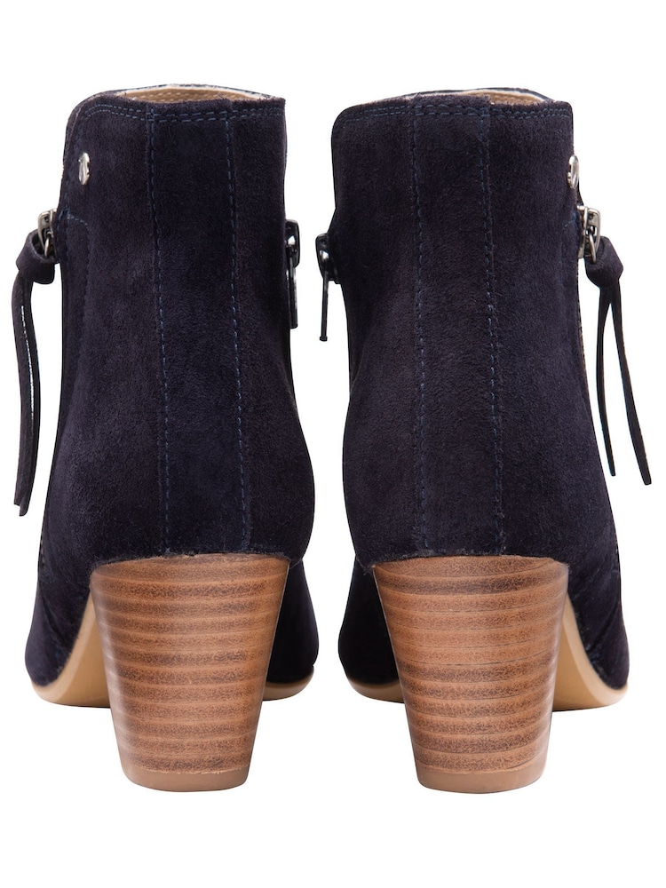 Ravel Blue Suede Leather Block Heel Ankle Boots - Image 3 of 4