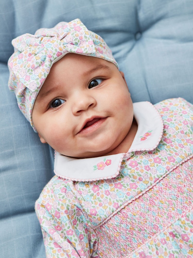 JoJo Maman Bébé Pink Ditsy Baby Turban - Image 1 of 2