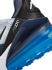 Nike White/Blue/Black Youth Air Max 270 Trainers - Image 10 of 11