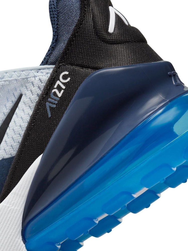 Nike White/Blue/Black Youth Air Max 270 Trainers - Image 10 of 11