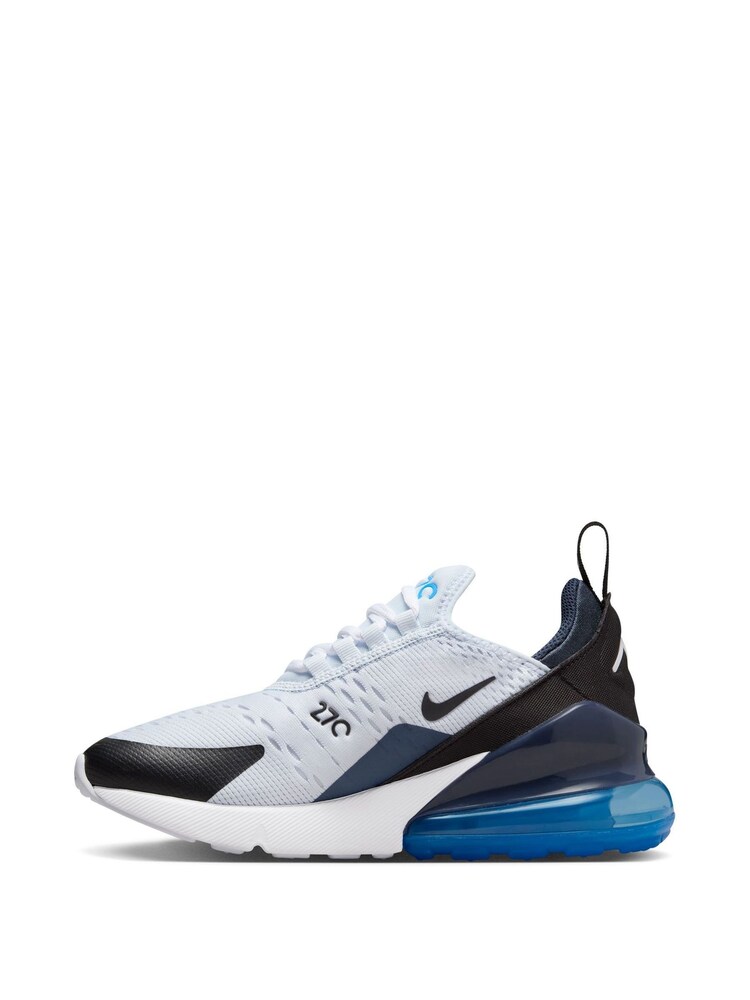 Nike White/Blue/Black Youth Air Max 270 Trainers - Image 4 of 11