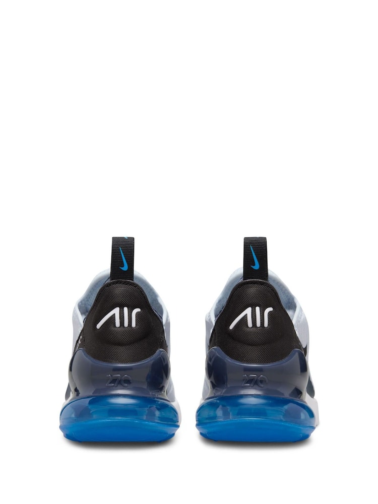 Nike White/Blue/Black Youth Air Max 270 Trainers - Image 6 of 11