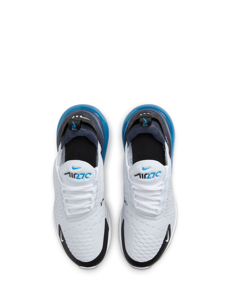 Nike White/Blue/Black Youth Air Max 270 Trainers - Image 7 of 11