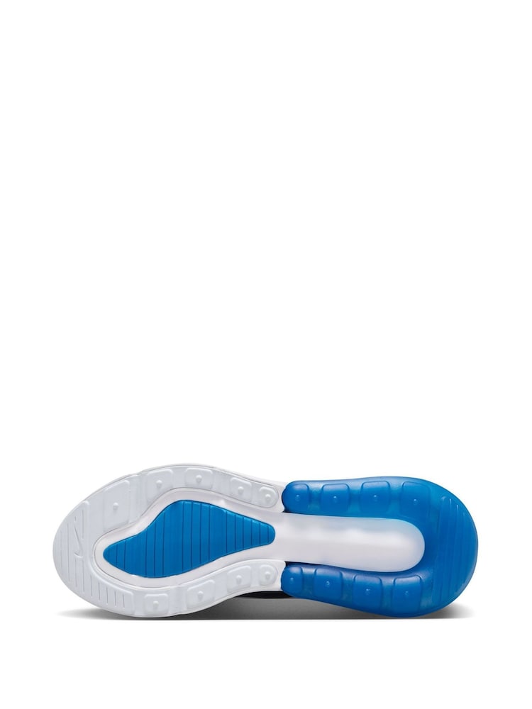 Nike White/Blue/Black Youth Air Max 270 Trainers - Image 9 of 11