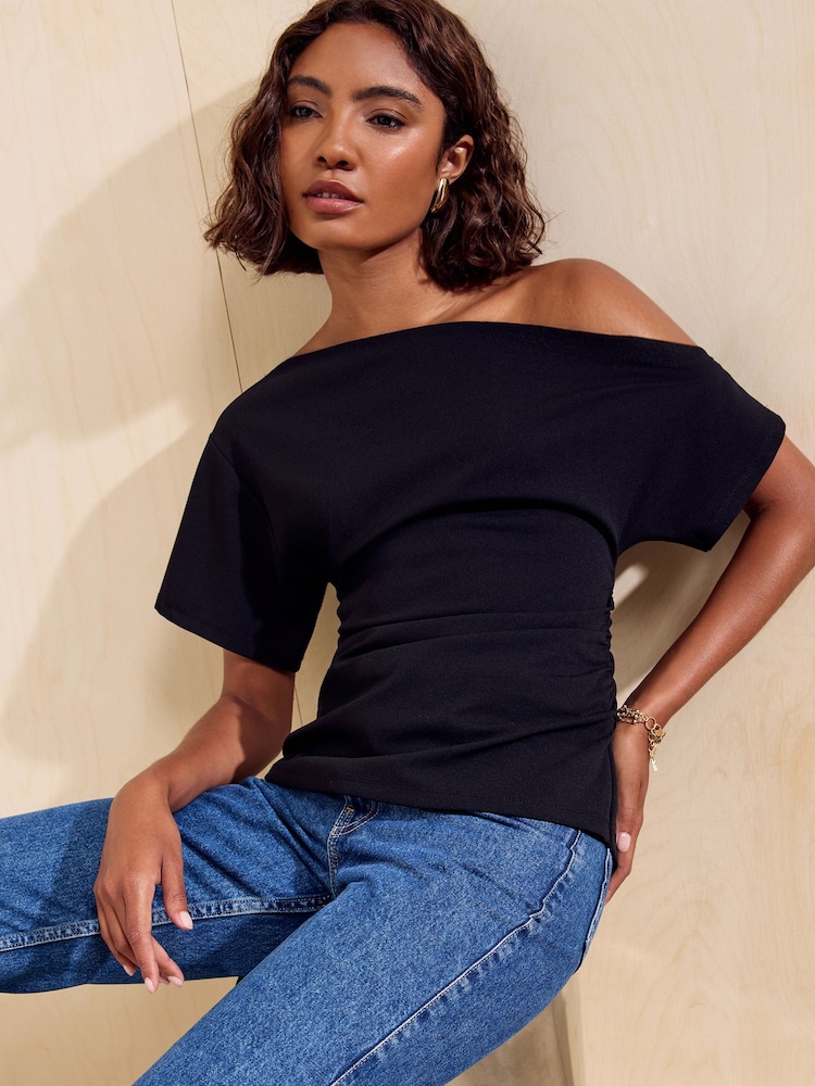 Friends Like These Black Off Shoulder T-Shirt - Image 1 of 5 Friends Like These Black Off Shoulder T-Shirt - Image 1 of 5