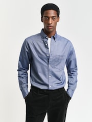GANT Blue Regular Fit Classic Oxford Logo 100% Cotton Shirt - Image 1 of 4