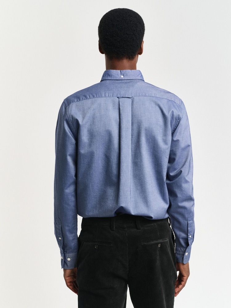 GANT Blue Regular Fit Classic Oxford Logo 100% Cotton Shirt - Image 2 of 4