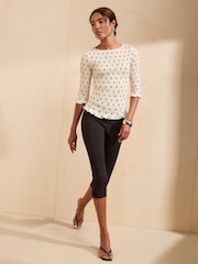 Friends Like These Ivory Printed Crinkle Boat Neck Top - Image 3 of 5