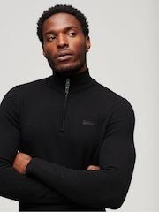 črna - Superdry pletena oblačila z vezenino Superdry Essential Henley - Slika 3 iz 6