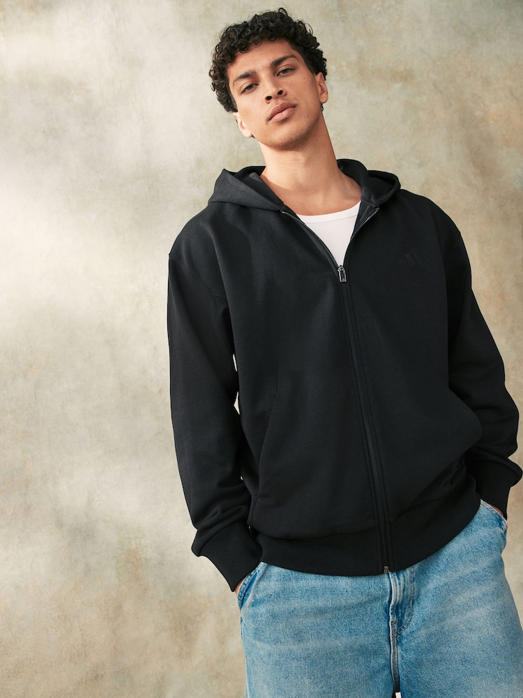 adidas Black All Season Fleece Zip Up Hoodie - Image 1 of 6