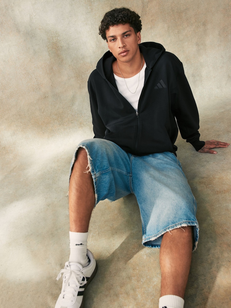 adidas Black All Season Fleece Zip Up Hoodie - Image 2 of 6