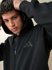 adidas Black All Season Fleece Zip Up Hoodie - Image 4 of 6