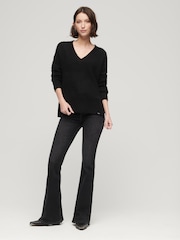 Schwarz - Superdry Oversize-Pullover mit V-Ausschnitt - Bild 2 von 6