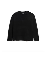 Schwarz - Superdry Oversize-Pullover mit V-Ausschnitt - Bild 4 von 6