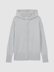 Reiss Grey Evie Wool Blend Hooded Cardigan - Image 2 of 5