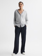 Reiss Grey Evie Wool Blend Hooded Cardigan - Image 3 of 5