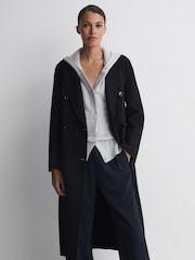 Reiss Grey Evie Wool Blend Hooded Cardigan - Image 4 of 5