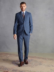 Blue Tailored Signature Tollegno Italian Wool Suit Jacket - Image 1 of 9