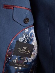 Blue Tailored Signature Tollegno Italian Wool Suit Jacket - Image 7 of 9