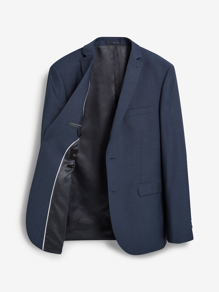 Blue Tailored Signature Tollegno Italian Wool Suit Jacket - Image 9 of 9