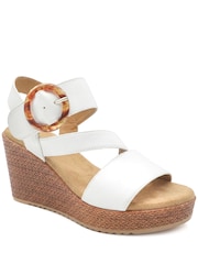 Pavers White Fashionable Woven Wedge Heel Sandals - Image 1 of 5