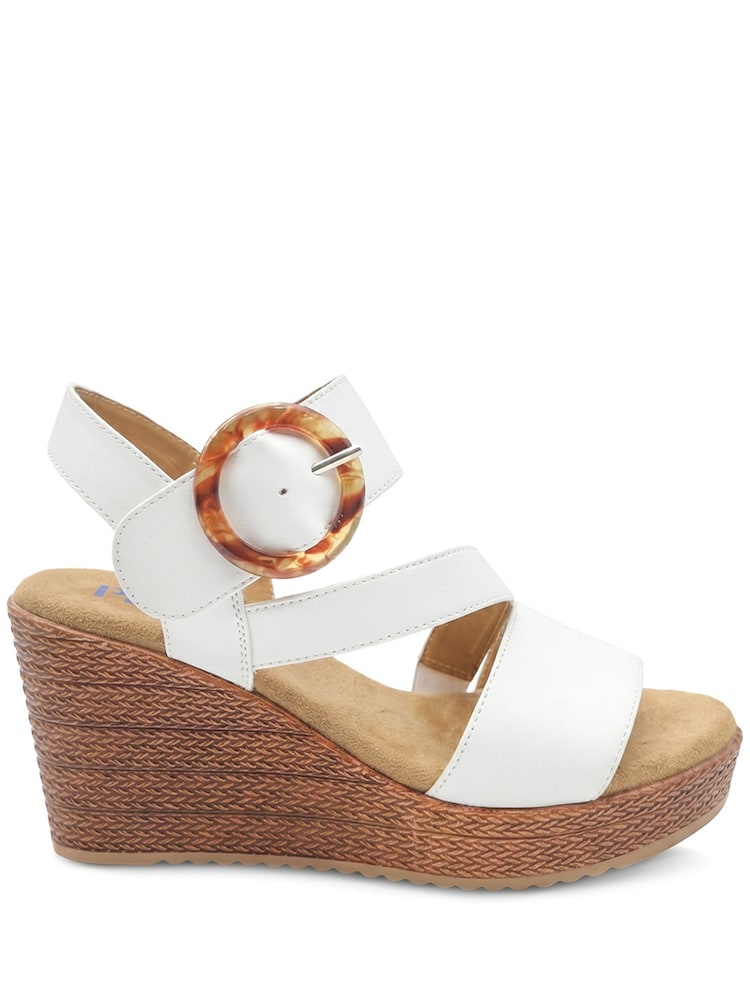 Pavers White Fashionable Woven Wedge Heel Sandals - Image 2 of 5 Pavers White Fashionable Woven Wedge Heel Sandals - Image 2 of 5