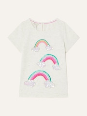 Monsoon White Rainbow Cloud Sequin T-Shirt - Image 1 of 2