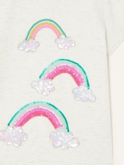 Monsoon White Rainbow Cloud Sequin T-Shirt - Image 2 of 2